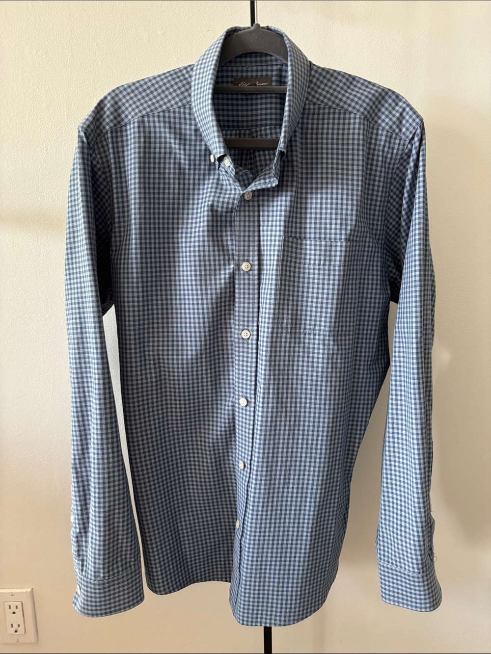 Men's Blue Gingham Button-Up Shirt